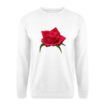 Rose rote Rose Rosenblüte - Unisex Pullover - Weiß - Vorne - Alina (178cm) & Michal (187cm)
