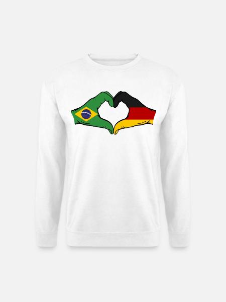 Brasilien Deutschland Flagge Haende Herzform - Unisex Pullover - Weiß