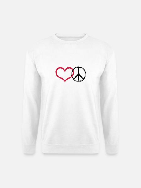 Herz und Frieden Symbol Peacezeichen Geschenk - Unisex Pullover - Weiß