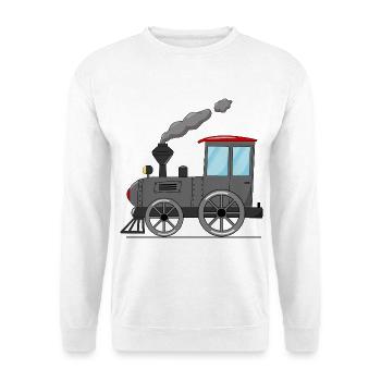 Kinderzug Eisenbahn grau - Unisex Pullover - Weiß - Vorne