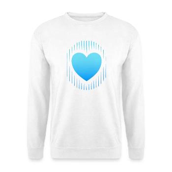 blaues Herz blaue Linien - Unisex Pullover - Weiß - Vorne - Alina (178cm) & Michal (187cm)