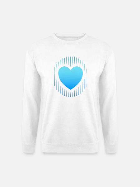 blaues Herz blaue Linien - Unisex Pullover - Weiß