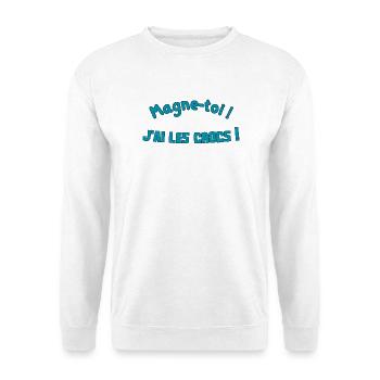 Magne-toi J'ai les Cr*cs – Bleu Pop - Sweat-shirt Unisexe - blanc - Devant