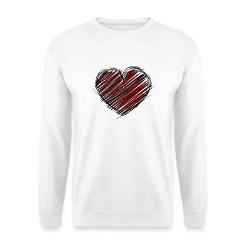 HERZ. HERZ. HERZ. KÜSSEN. SCHMATZEN. KÜSST. - Unisex Pullover - Weiß - Vorne - Alina (178cm) & Michal (187cm)