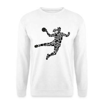 Handball Mädchen Symbole Handballspielerin - Unisex Pullover - Weiß - Vorne - Alina (178cm) & Michal (187cm)