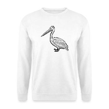 Pelikane Vogel Vögel Pelecanus - Unisex Pullover - Weiß - Vorne - Alina (178cm) & Michal (187cm)