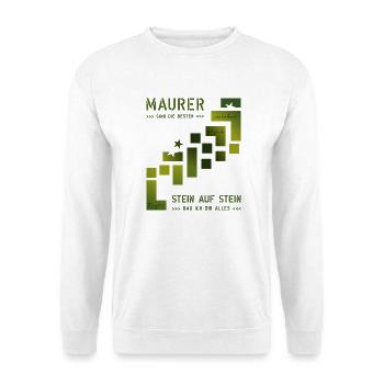 Maurer Hochbau Steinmetz - Unisex Pullover - Weiß - Vorne - Alina (178cm) & Michal (187cm)