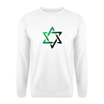Davidstern Grün Judentum jüdisch - Unisex Pullover - Weiß - Vorne - Alina (178cm) & Michal (187cm)