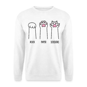 Rock Paper Scissors - Unisex Pullover - Weiß - Vorne - Alina (178cm) & Michal (187cm)