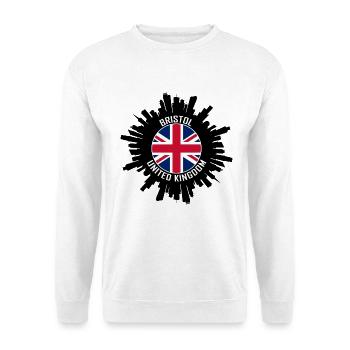 Bristol Skyline UK Flagge Reisesouvenir - Unisex Pullover - Weiß - Vorne - Alina (178cm) & Michal (187cm)