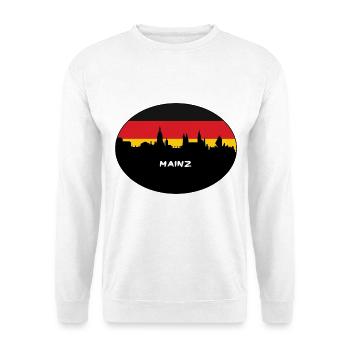 Mainz Deutschland Flagge Skyline Silhouette Reisen - Unisex Pullover - Weiß - Vorne - Alina (178cm) & Michal (187cm)