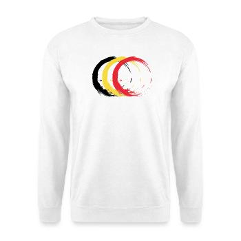 Kreis Bürste Belgien Flagge Fahne Design Farben - Unisex Pullover - Weiß - Vorne - Alina (178cm) & Michal (187cm)