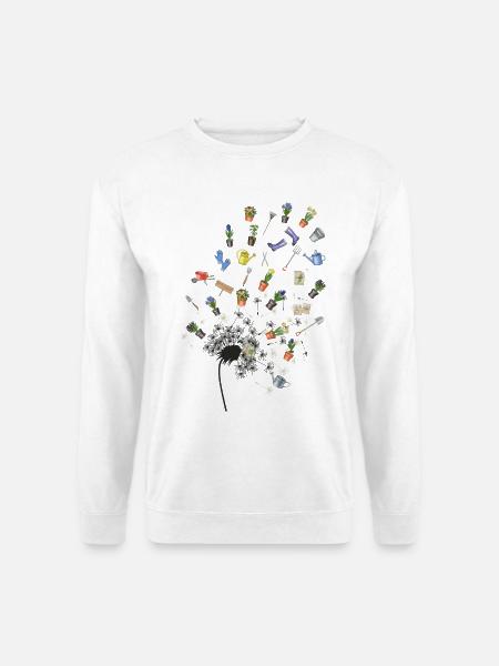 Garten in Splittern: Werkzeuge und Blumen - Unisex Pullover - Weiß