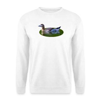Nilgans Gans Küken - Unisex Pullover - Weiß - Vorne - Alina (178cm) & Michal (187cm)