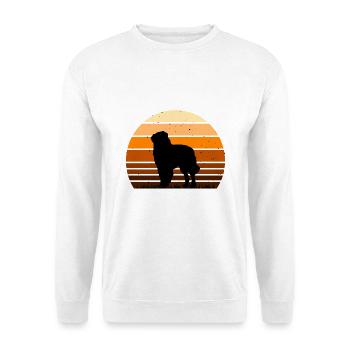 Karpaten Schäferhund Silhouette Retro Sonnenuntergang - Unisex Pullover - Weiß - Vorne - Alina (178cm) & Michal (187cm)