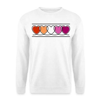 Lesben Lesbe Herzen - Unisex Pullover - Weiß - Vorne - Alina (178cm) & Michal (187cm)