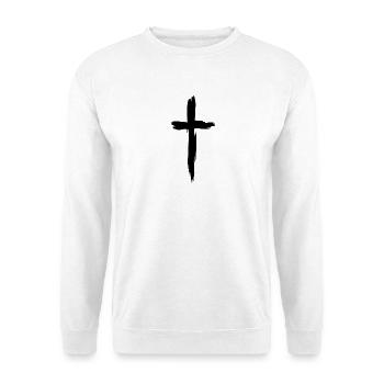 Kreuz Christentum Religion Schwarz - Unisex Pullover - Weiß - Vorne - Alina (178cm) & Michal (187cm)
