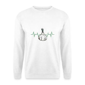 Knoblauch Pflanze - Unisex Pullover - Weiß - Vorne - Alina (178cm) & Michal (187cm)