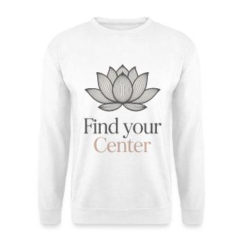 Find Your Center Lotus Blume - Unisex Pullover - Weiß - Vorne - Alina (178cm) & Michal (187cm)