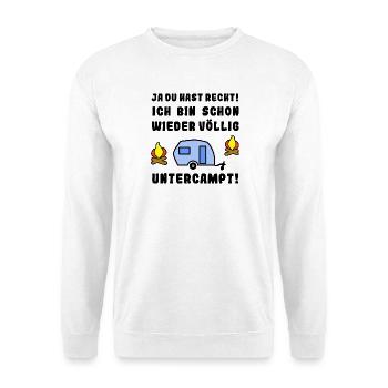 völlig untercampt wohnwagen - Unisex Pullover - Weiß - Vorne - Alina (178cm) & Michal (187cm)