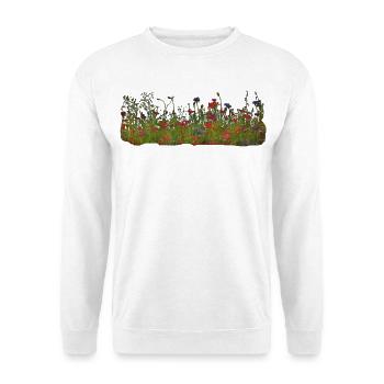 Wiesenwildblumen Musterdruck - Unisex Pullover - Weiß - Vorne - Alina (178cm) & Michal (187cm)