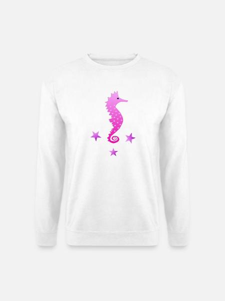 rosa Seepferdchen Wasserratte Schwimmabzeichen - Unisex Pullover - Weiß