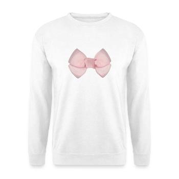 Schleife Rosa - Unisex Pullover - Weiß - Vorne - Alina (178cm) & Michal (187cm)
