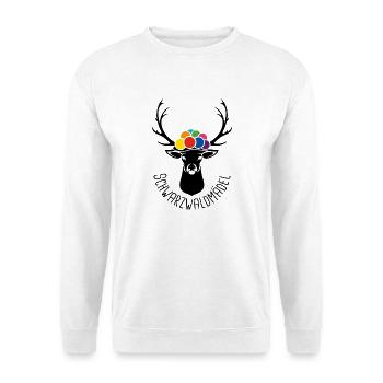 Hirsch Schwarzwaldmädel schwarz - Unisex Pullover - Weiß - Vorne - Alina (178cm) & Michal (187cm)