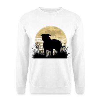 American Bully XL blue line künstlerisches Design - Unisex Pullover - Weiß - Vorne - Alina (178cm) & Michal (187cm)