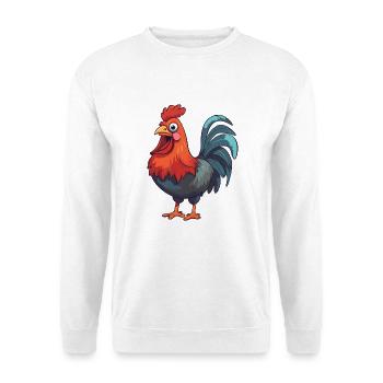 Hahn-Karikatur-Kawaii-Aquarell-Illustration - Unisex Pullover - Weiß - Vorne - Alina (178cm) & Michal (187cm)