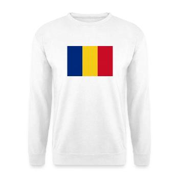 Rumänien – Trikolore der Flagge vertikal - Unisex Pullover - Weiß - Vorne - Alina (178cm) & Michal (187cm)