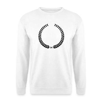 Laurel Wreath Vintage Award Badge Frame Vector - Unisex Pullover - Weiß - Vorne - Alina (178cm) & Michal (187cm)