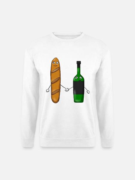 Baguette Wine - Unisex Pullover - Weiß