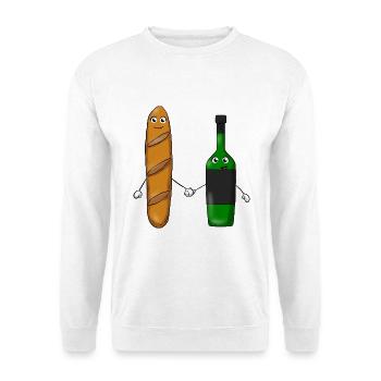 Baguette Wine - Unisex Pullover - Weiß - Vorne - Alina (178cm) & Michal (187cm)