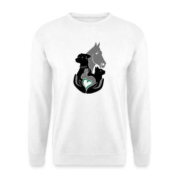 Tierarzt Hände Pferd Hund Katze Kaninchen Hase - Unisex Pullover - Weiß - Vorne - Alina (178cm) & Michal (187cm)