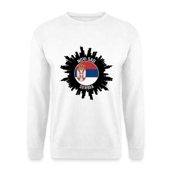 Novi Sad Skyline Serbien Flagge Reise Souvenir - Unisex Pullover - Weiß - Vorne - Alina (178cm) & Michal (187cm)