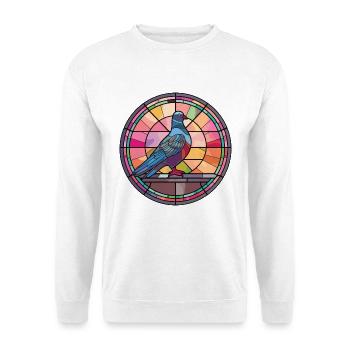 Bunte Aquarell-Tierhaustierillustration der Taube - Unisex Pullover - Weiß - Vorne - Alina (178cm) & Michal (187cm)