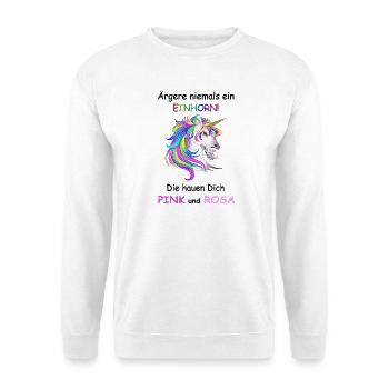 Einhörner nicht Ärgern - Unisex Pullover - Weiß - Vorne - Alina (178cm) & Michal (187cm)