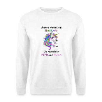Einhörner nicht Ärgern - Unisex Pullover - Weiß - Vorne - Alina (178cm) & Michal (187cm)