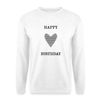 JAHRESTAG. ALLES GUTE ZUM GEBURTSTAG. ALLES GUTE ZUM GEBURTSTAG - Unisex Pullover - Weiß - Vorne - Alina (178cm) & Michal (187cm)