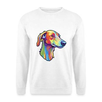 Lurcher Hunderasse Cartoon Kawaii Illustration - Unisex Pullover - Weiß - Vorne - Alina (178cm) & Michal (187cm)