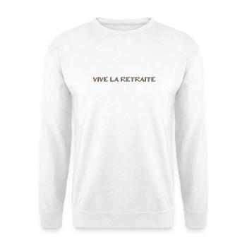 RUHESTAND. RUHESTAND. PENSIONIERT. RUHESTAND - Unisex Pullover - Weiß - Vorne - Alina (178cm) & Michal (187cm)