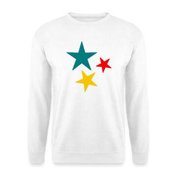 STERN. STERN. STERNE. FEST. JAHRESTAG. WEIHNACHTEN - Unisex Pullover - Weiß - Vorne - Alina (178cm) & Michal (187cm)