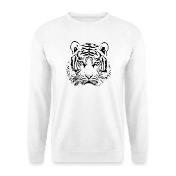 Tigerkopf Katze Tigers - Unisex Pullover - Weiß - Vorne - Alina (178cm) & Michal (187cm)