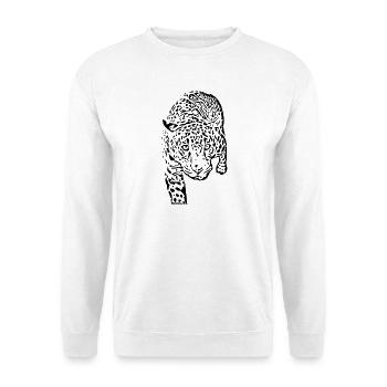 leopard schwarz schwarzer Leopard - Unisex Pullover - Weiß - Vorne - Alina (178cm) & Michal (187cm)