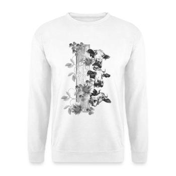 Kühe hinterm Zaun - Unisex Pullover - Weiß - Vorne - Alina (178cm) & Michal (187cm)