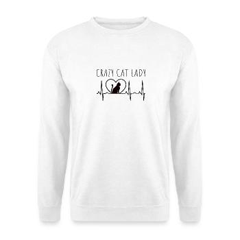 Katzen Hauskatze Herzschlag - Unisex Pullover - Weiß - Vorne - Alina (178cm) & Michal (187cm)
