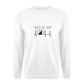 Katzen Hauskatze Herzschlag - Unisex Pullover - Weiß - Vorne - Alina (178cm) & Michal (187cm)