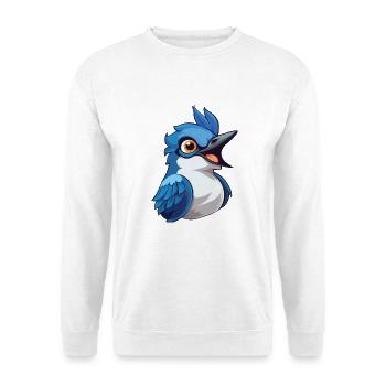 Blauer Eichelhäher Karikatur Kawaii Aquarellillustration - Unisex Pullover - Weiß - Vorne - Alina (178cm) & Michal (187cm)