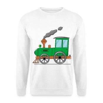 Kinderzug Eisenbahn grün - Unisex Pullover - Weiß - Vorne